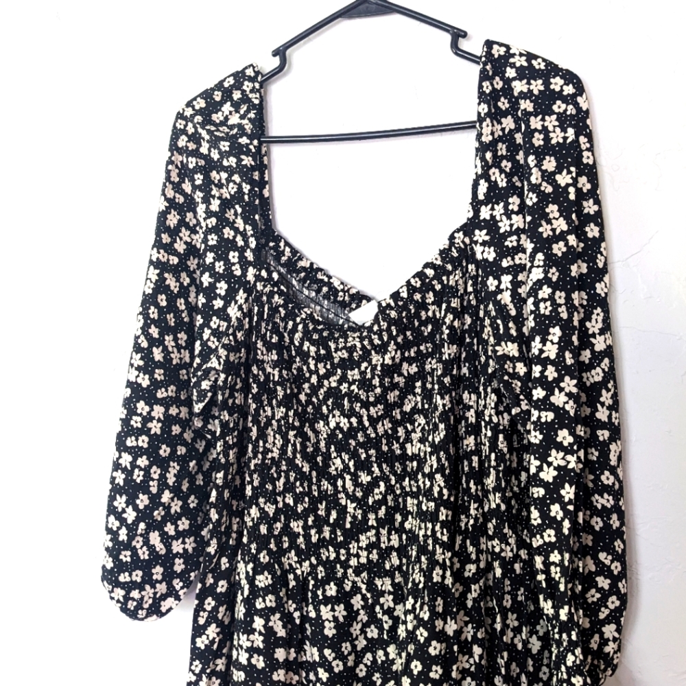 H&M black floral boho maxi dress